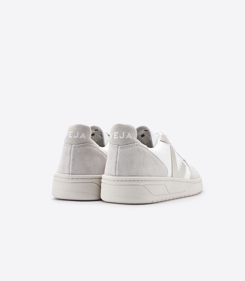 Veja Trainers Mens White/Beige - V-10 B-mesh - DUJL-31958